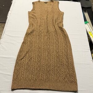 Current Air Camel Brown Cable Knit Sleeveless Midi Sweater Dress XLP Petite